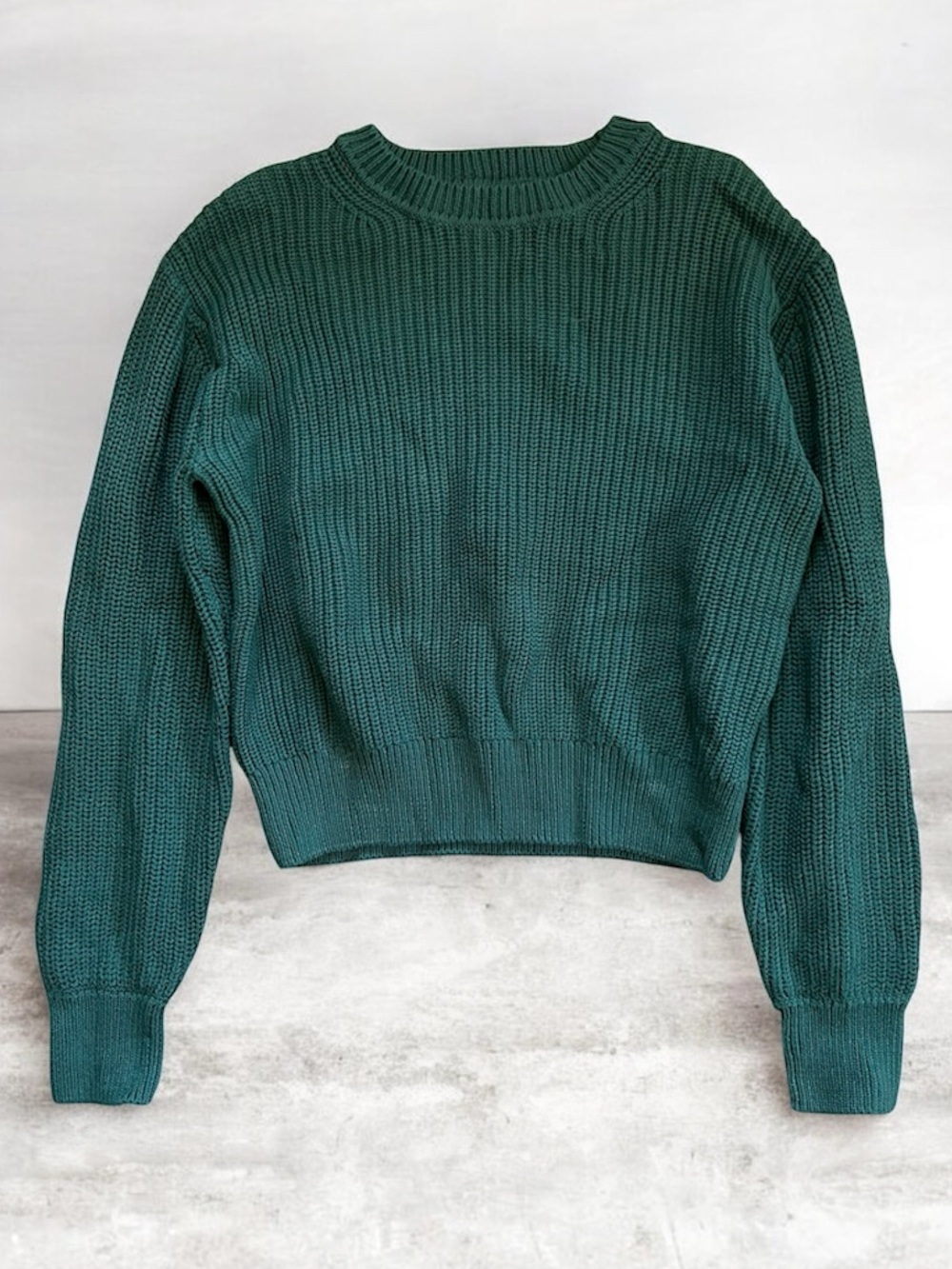 GAP Forest Green Cropped Textured Knit Sweater